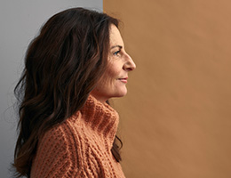 A woman in profile.