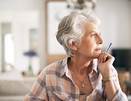 A pensive older woman.